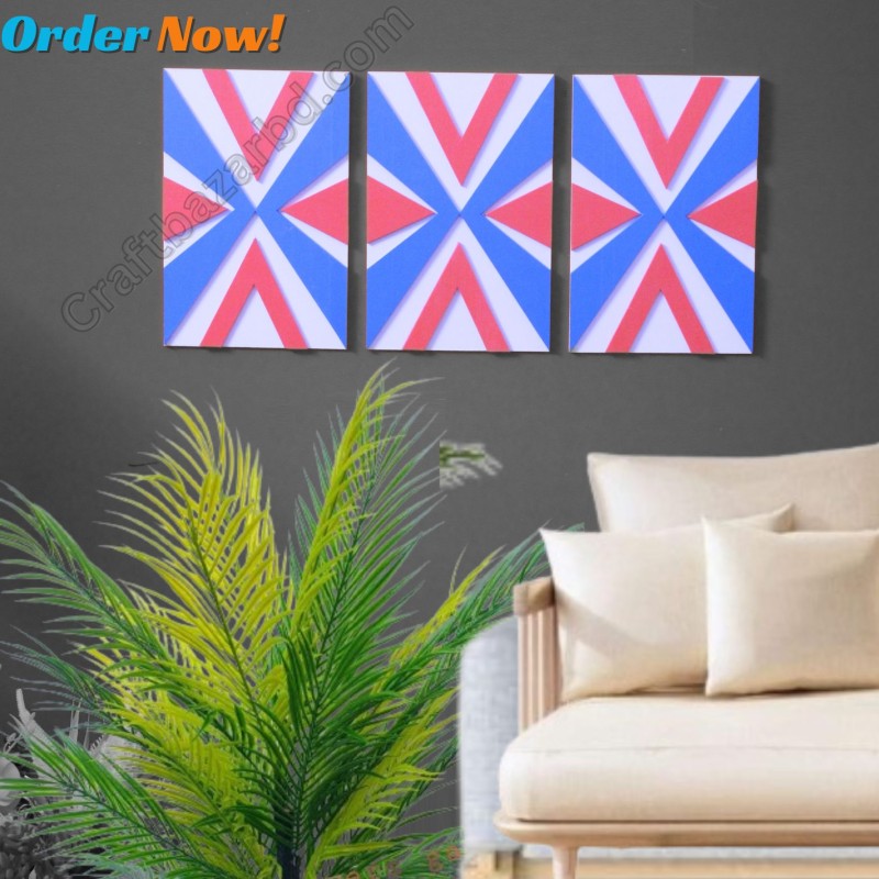 Dynamic Wall Art Canvas Self Adhesive (3 Pcs 1 Set) Background Décor Waterproof And High Quality  Material : Pvc  Size : 8*12 Inch Color White Yellow Blue Red  Setting : প্রোডাক্ট এর পিছনে ডাবল সাইড আঠালো ম্যাজিক টেপ লাগানো আছে। Images