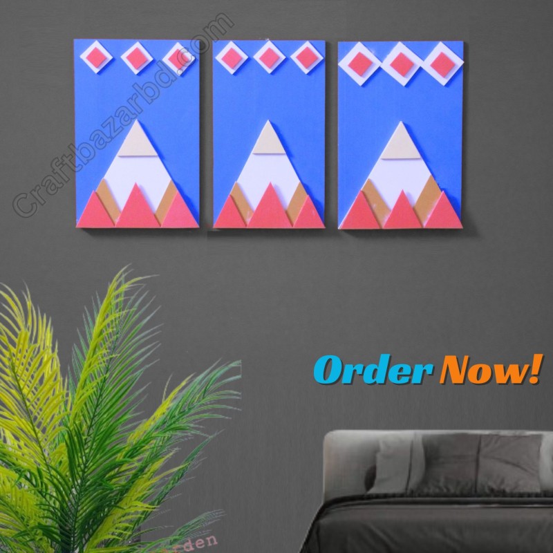 Dynamic Wall Art Canvas Self Adhesive (3 Pcs 1 Set) Background Décor Waterproof And High Quality  Material : Pvc  Size : 8*12 Inch Color White Yellow Blue Red  Setting : প্রোডাক্ট এর পিছনে ডাবল সাইড আঠালো ম্যাজিক টেপ লাগানো আছে। Images